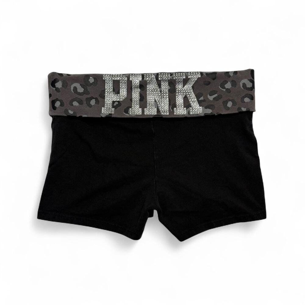 Y2K Leopard print Victoria's Secret PINK fold over low rise micro short size M